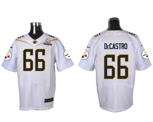 Nike Steelers #66 David DeCastro White 2016 Pro Bowl Men's Stitched NFL Elite Jersey